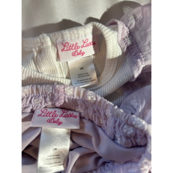 Little Lass Baby Girls 12M Lavender White Floral Tutu Skirt and Bodysuit Set - Picture 7 of 8